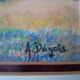Ancien tableau au pastel de paysage vosgien au printemps signe antoine dugois