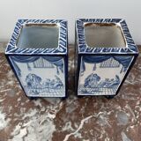 pair of square planters, Samson, quadrangular, old earthenware