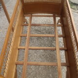 Child bed rattan wood 1960
