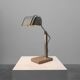 Art Deco Industrial metal and travertine Desk Lamp, Belgium 1930s