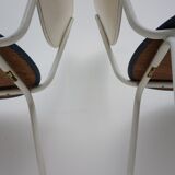 Ensemble de 2 chaises à manger rétro de skai en bleu et blanc