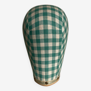 mannequin head milliner's hat gingham canvas 1960