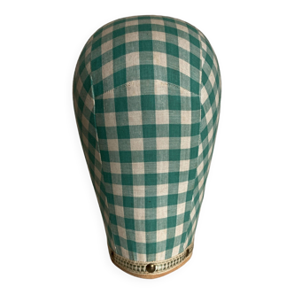 mannequin head milliner's hat gingham canvas 1960