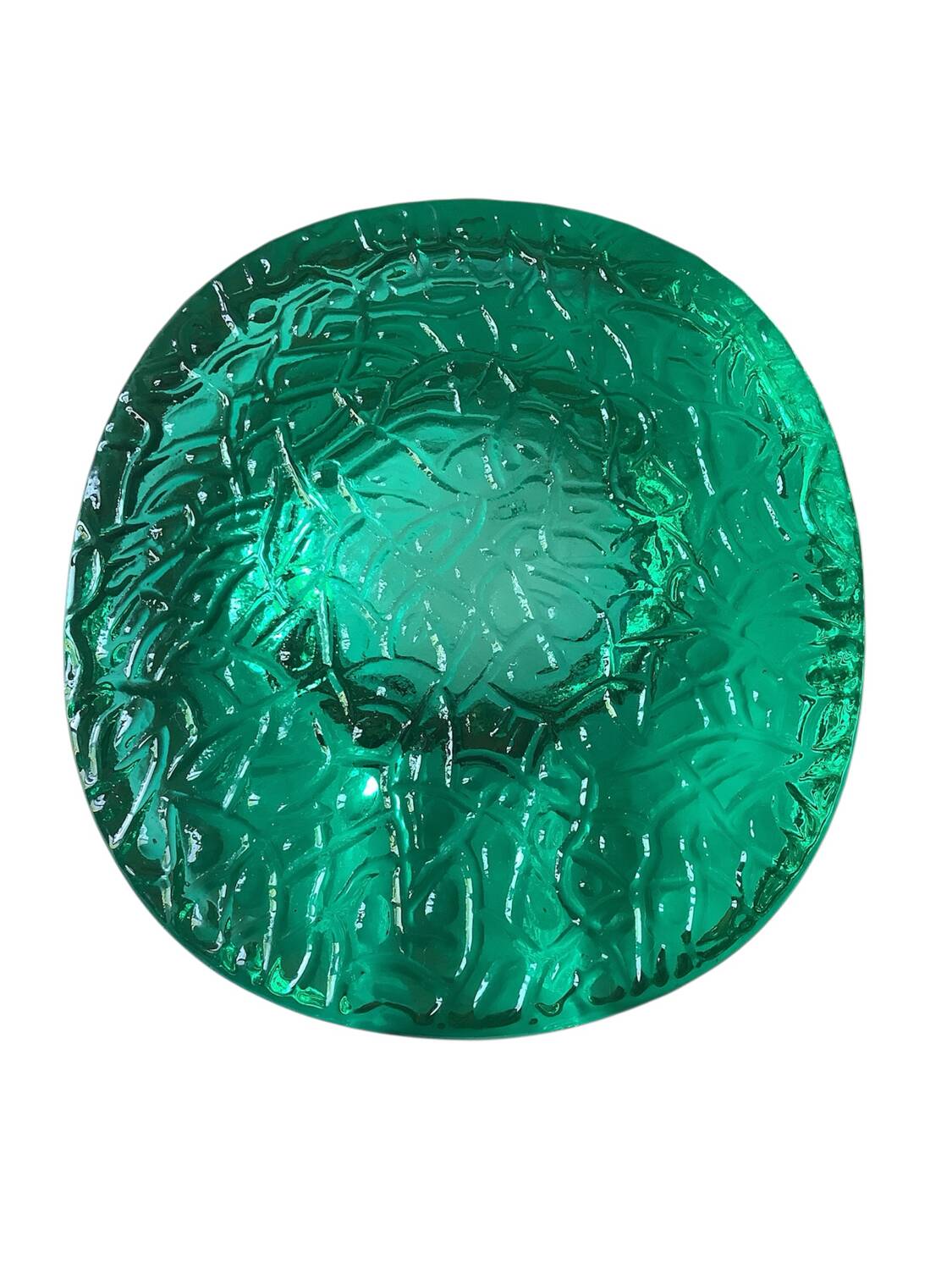 Vintage green annealed glass trinket tray