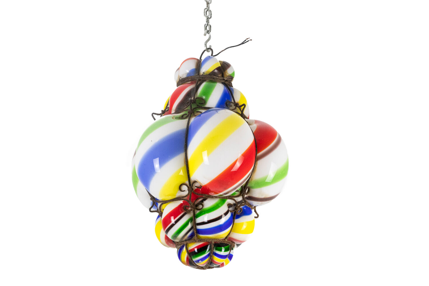 Series of polychrome glass "barley sugar" lanterns, 1950s