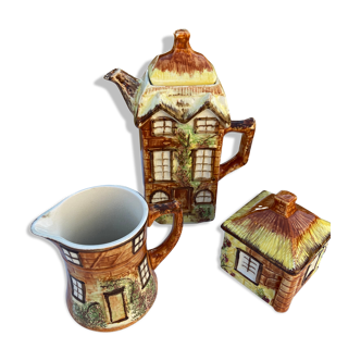 English tea service 3 rooms teapot sugar bowl milk pot