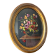 Painting of Flower arrangement in Oval Frame gilded wood measurements 29 cm x 23 cm CONVEX glass