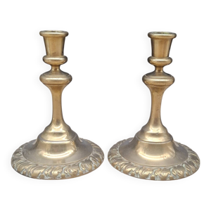 paire anciens bougeoirs - laiton