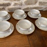 Set of 6 porcelain coffee cups and saucers PFC France