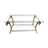 Table basse vintage chrome et dorée design 70-80