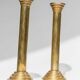 Gold-Plated Metal Candle Holders Set of 2, 1960s Italian Column Design, Vintage Table Decor