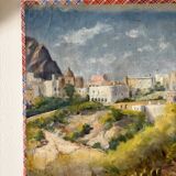 Peinture à l'huile sur toile "Village et forêt" n°9