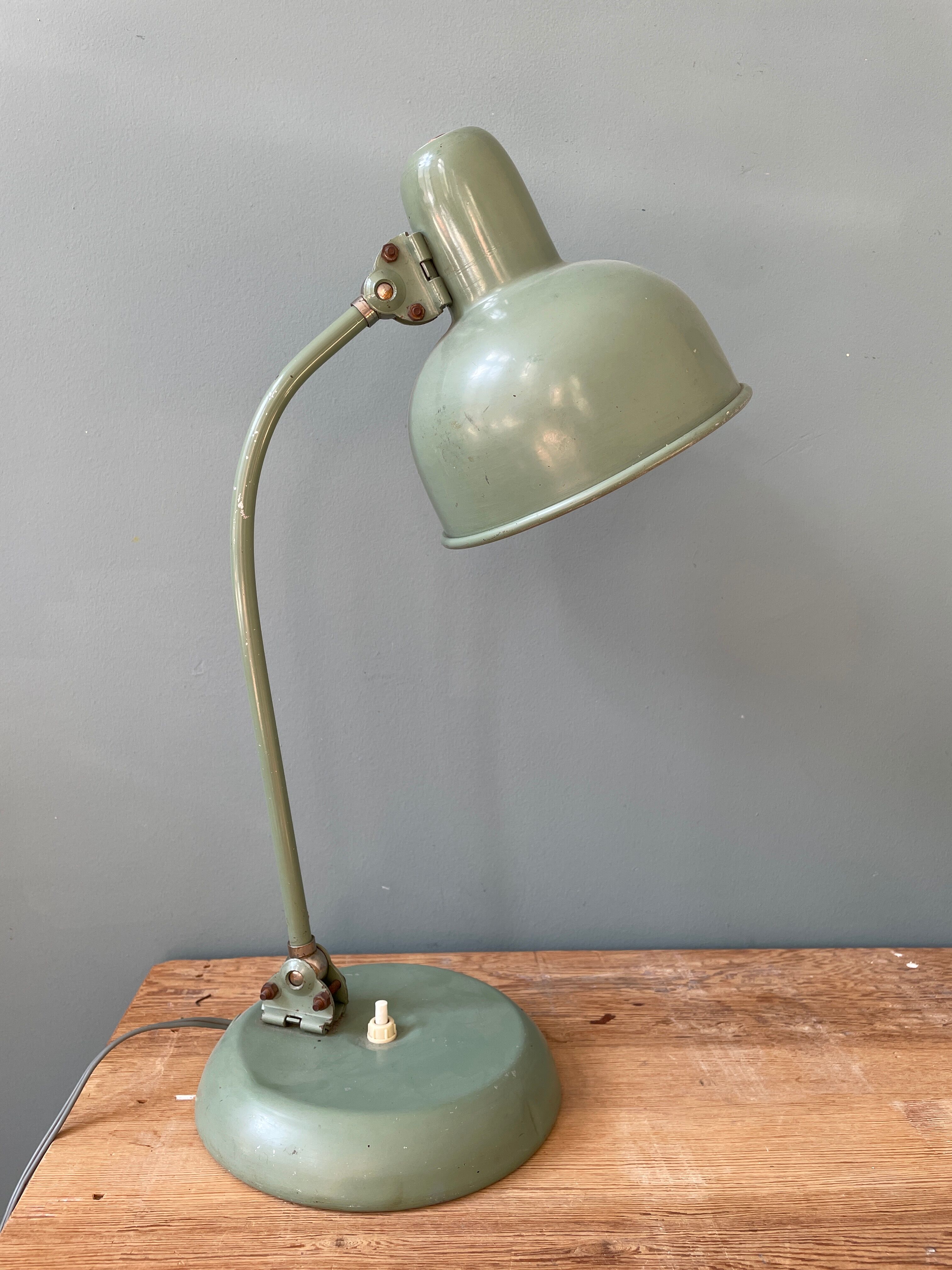 Military desk lamp with ball joint, circa 1950