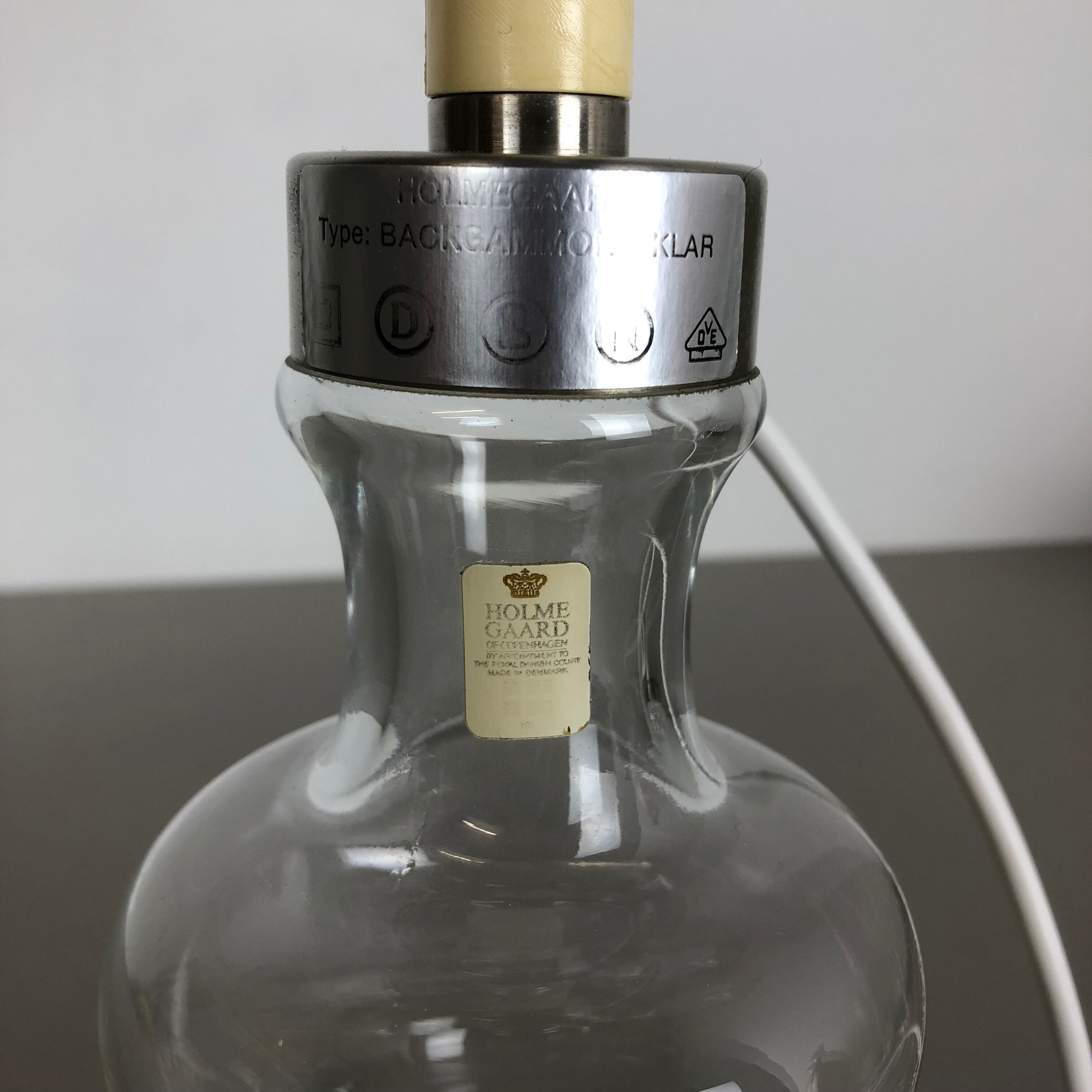 danish modern clear glass Table Light base by HOLMEGAARD, Denmark 1970s