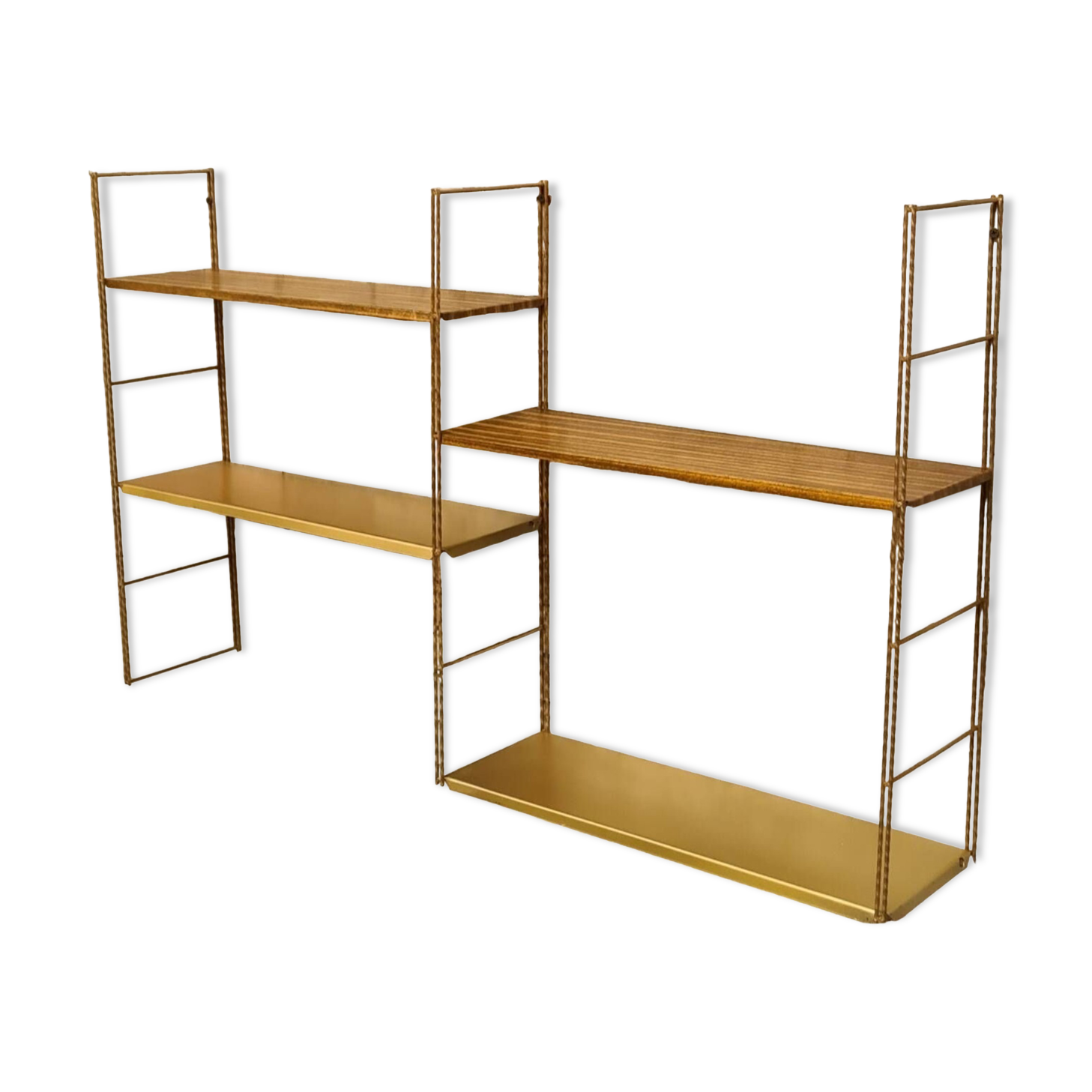 String metal shelf 1960 faux wood