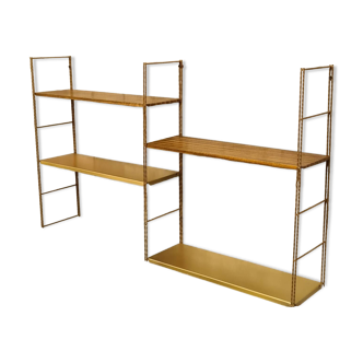 String metal shelf 1960 faux wood