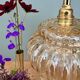Vintage amber glass globe pendant light