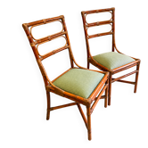 Pair of vintage rattan and bamboo chairs – Riviera spirit, 1970s