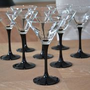 8 Vintage Black Stemmed Cocktail/Martini Glasses
