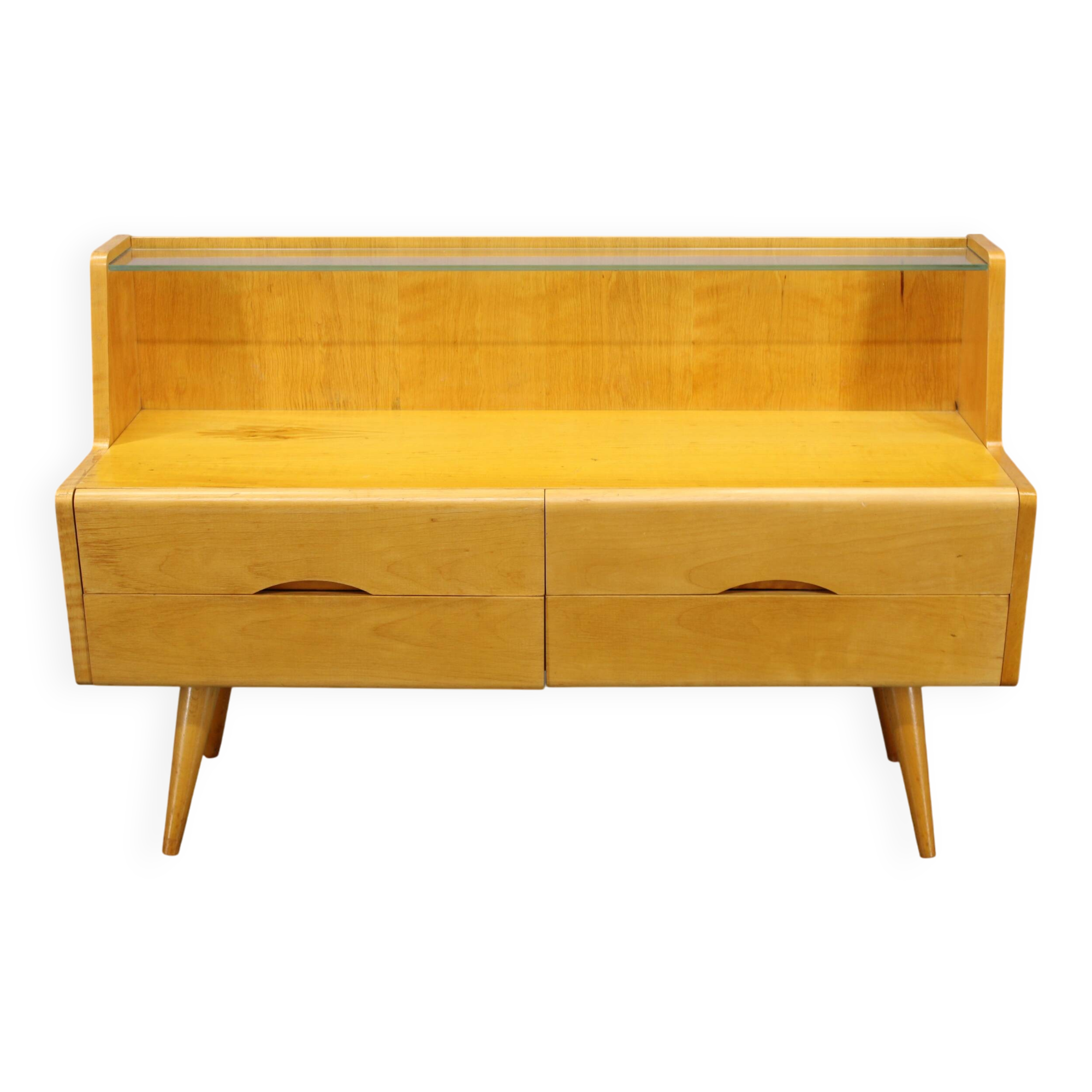 1960s Chest of Drawers with Glass Shelf ,Czechoslovakia