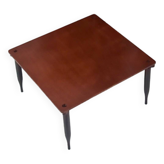 Square Walnut Coffee Table Model "T8" by Vico Magistretti for Azucena, Italy