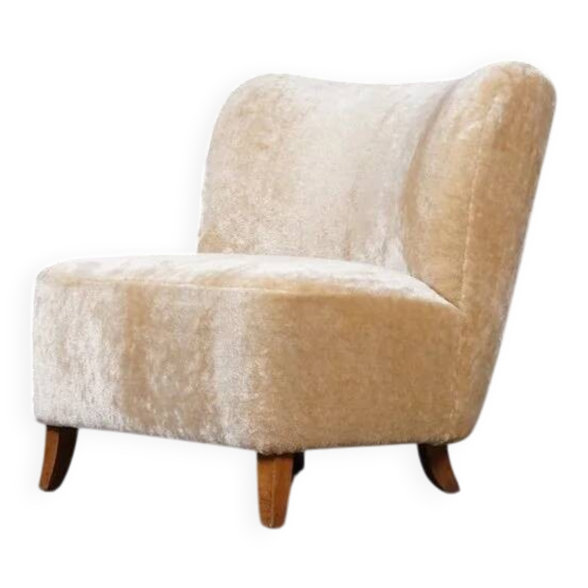 Fauteuil scandinave en velours à poils longs