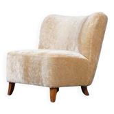 Fauteuil scandinave en velours à poils longs