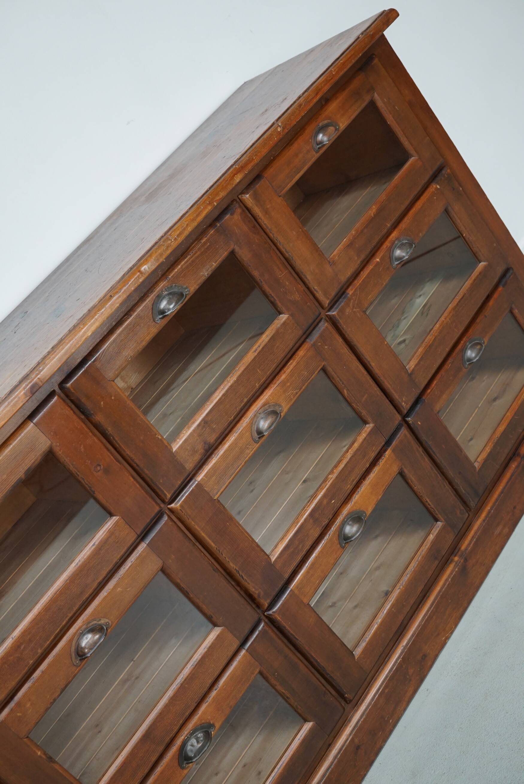 Vintage Dutch Pine Haberdashery Shop Cabinet, Mid-Century