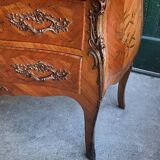 ROSEWOOD COMMODE WITH 2 DRAWERS AND OCHRE MARBLE TOP
