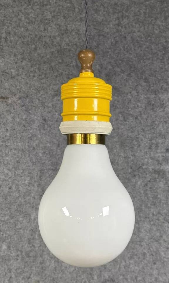 Ingo Maurer for Métalart Spain: opaline and metal bulb suspension