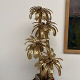 Brass palm tree table lamp with 4 trunks