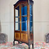 Vitrine En Marqueterie Et Bois Noirci De Style Transition XIX Eme Siècle