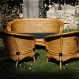 Raush bamboo rattan bench armchairs from the 70s and 80s