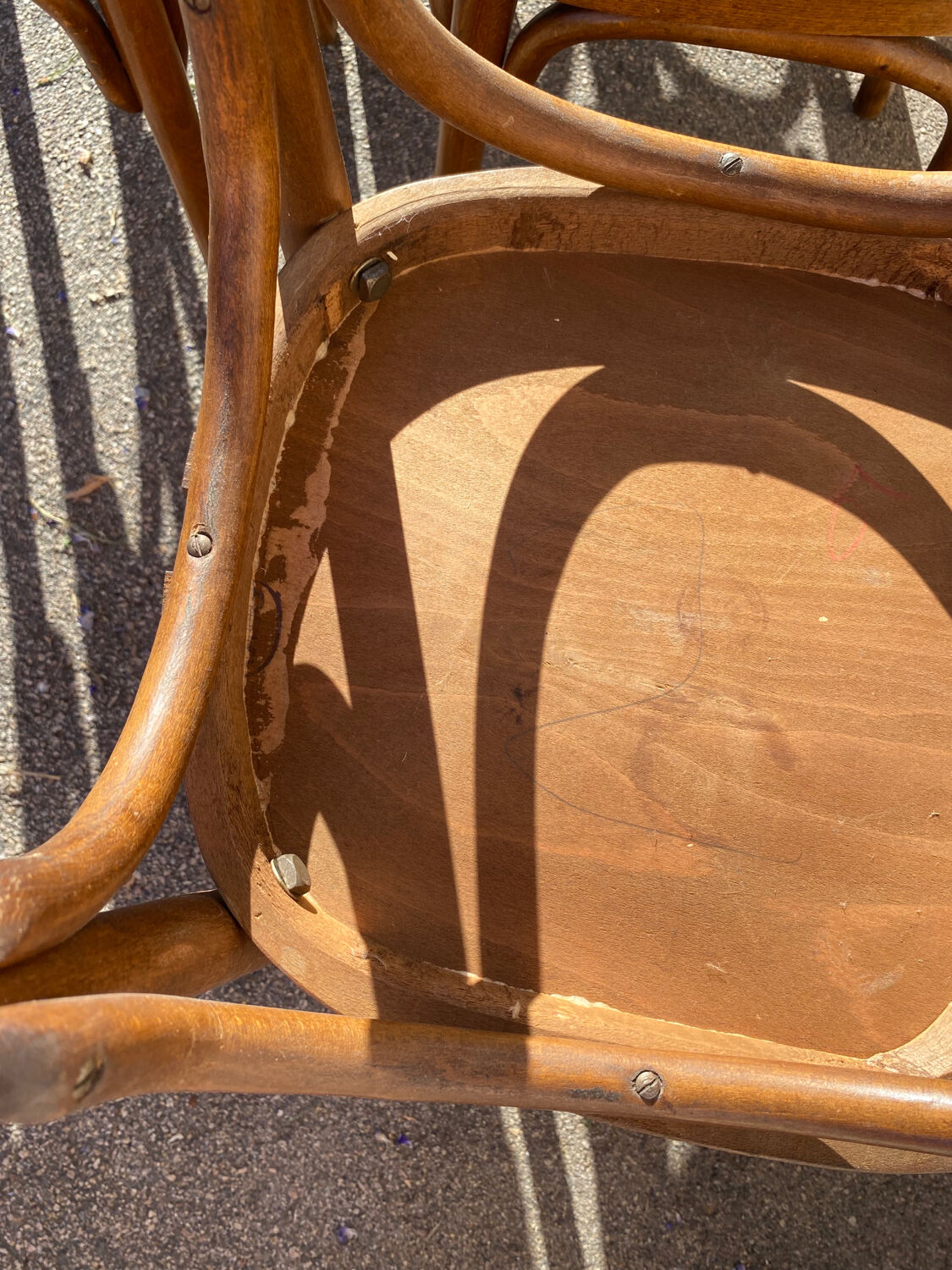 Set of 7 bistro chairs with curved backs