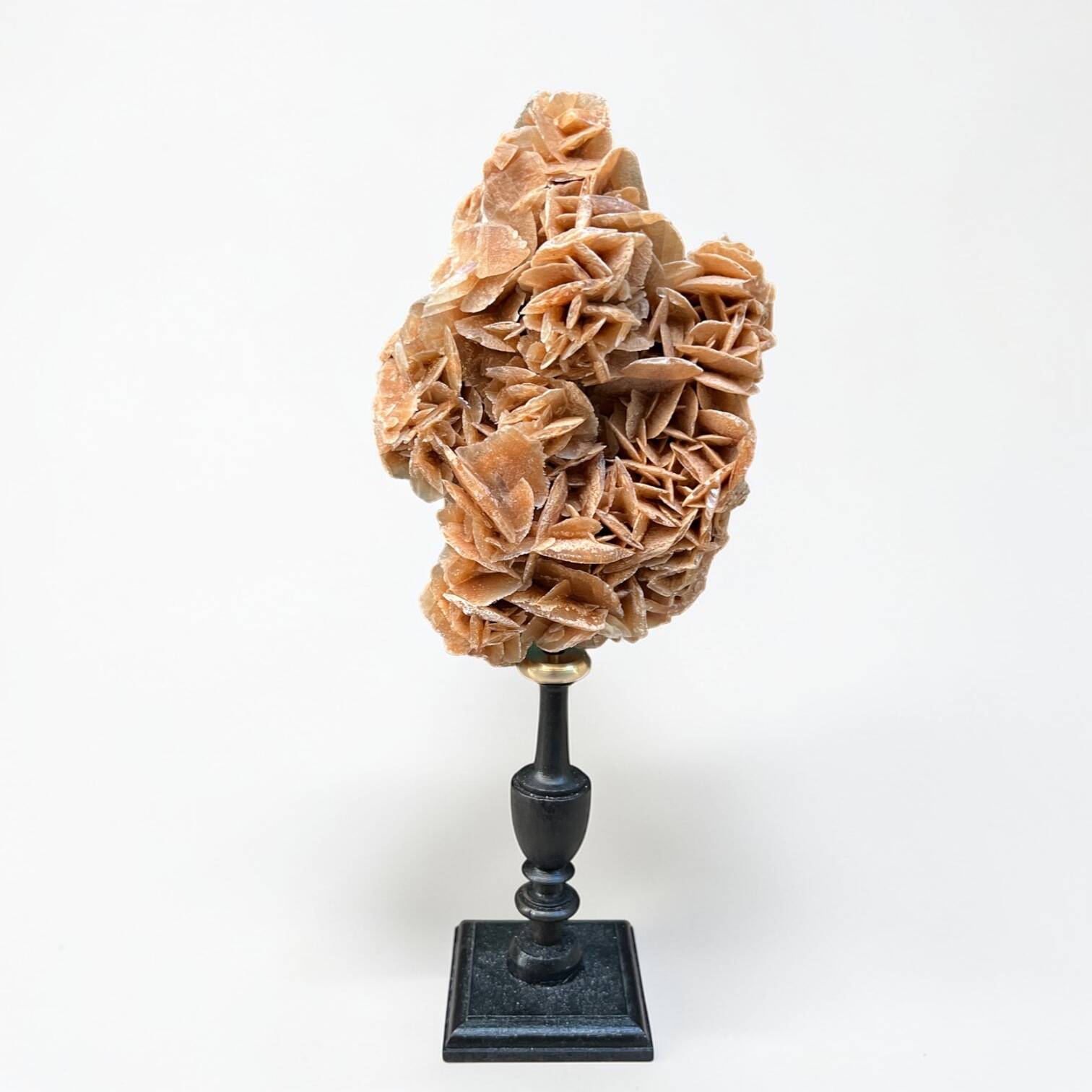 Sand rose on a turned black wooden base, late 19th century curiosities.