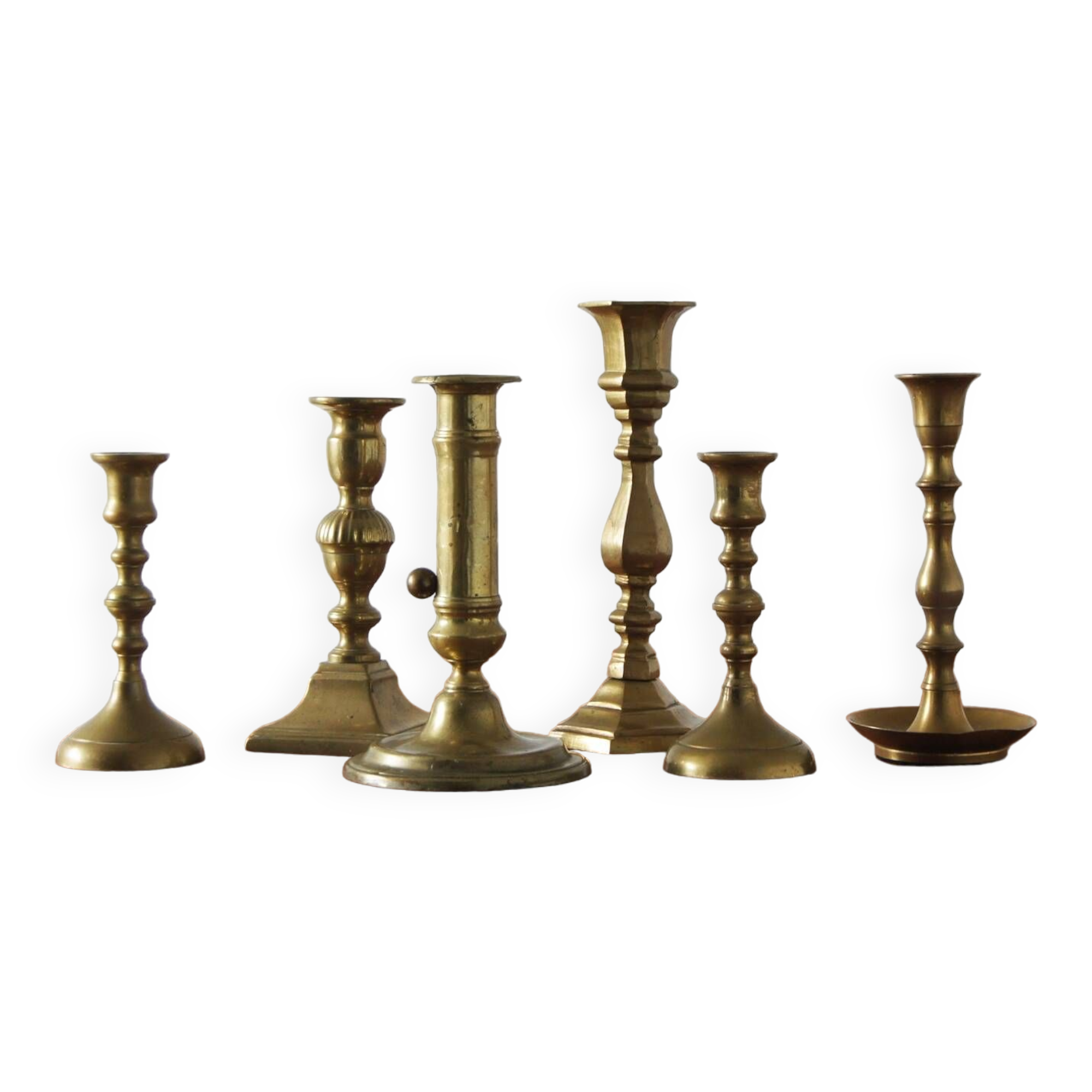 Vintage Brass Candlesticks, 1960s, Set of 6