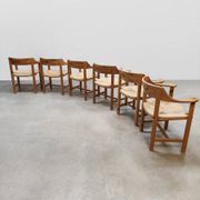 Vintage pine papercord dining chairs Rainer Daumiller