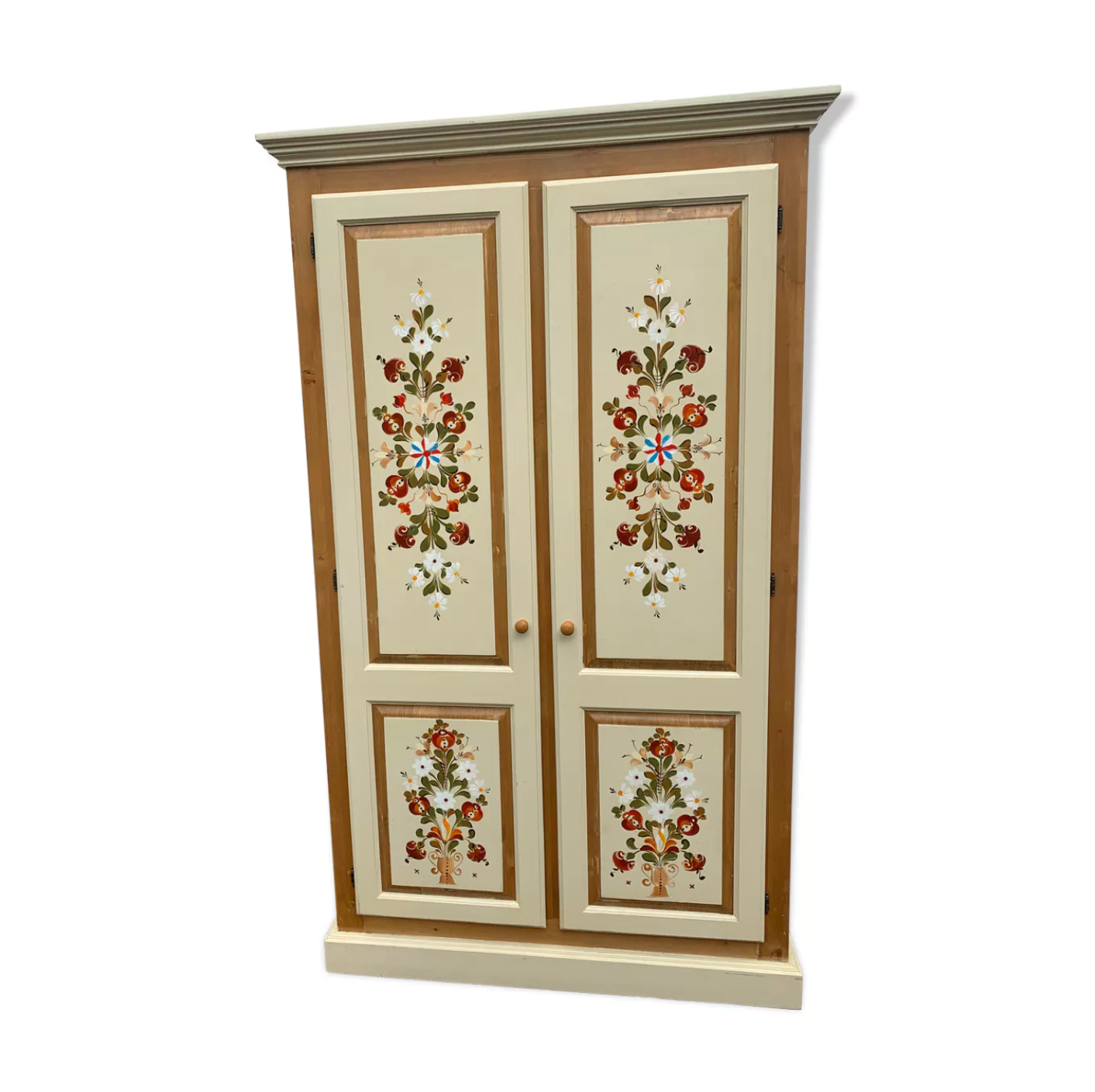Armoire penderie peint à la main fleurs