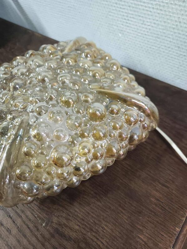 Lampe en verre bullé ambré lampe murale ou lampe à poser