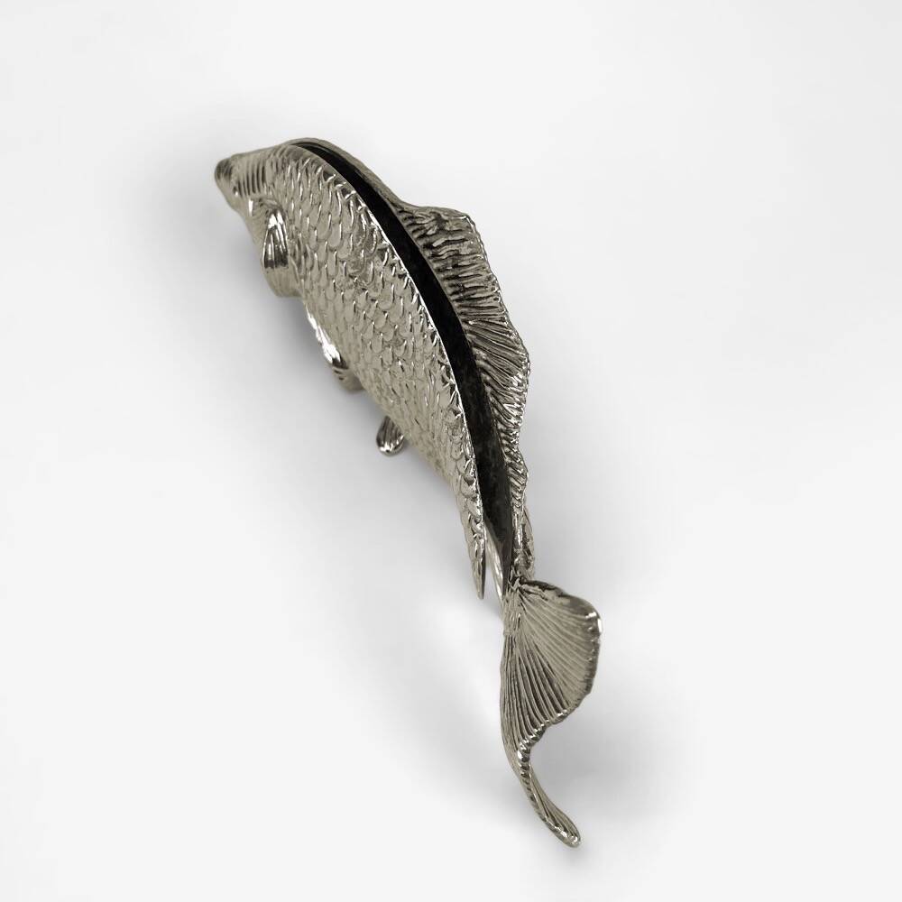Silver metal fish napkin holder