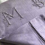 Old linen and cotton sheet tinted in lilac