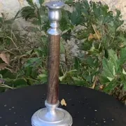 Metal and wood candlestick