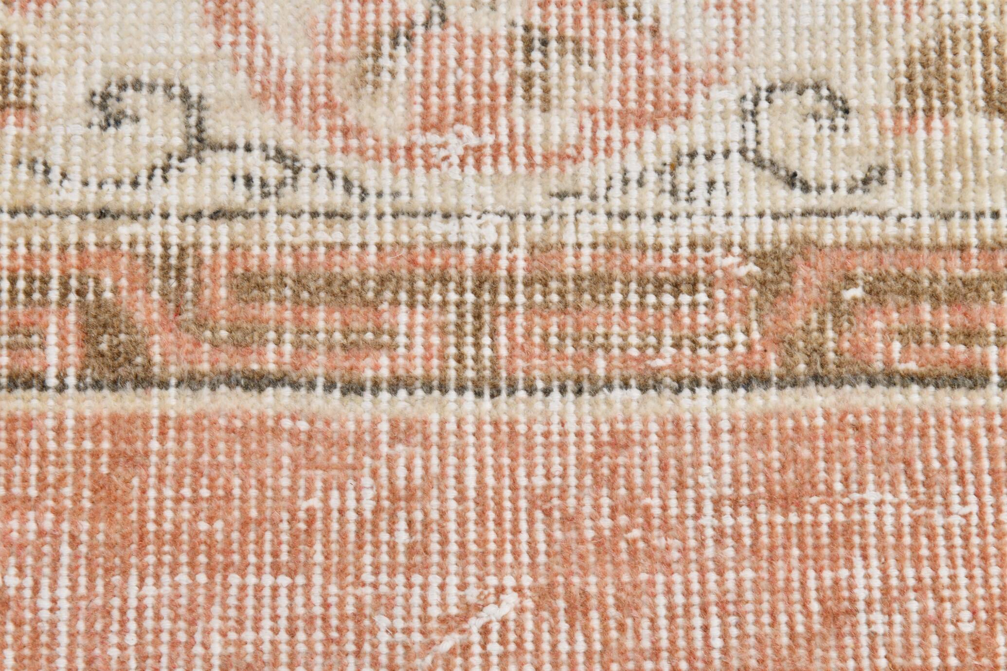 Pale Red & Beige Turkish Runner Rug, 71x301Cm