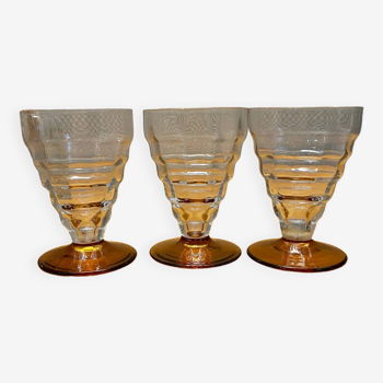 Set of 3 Art Deco glasses