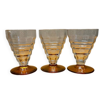 Set of 3 Art Deco glasses