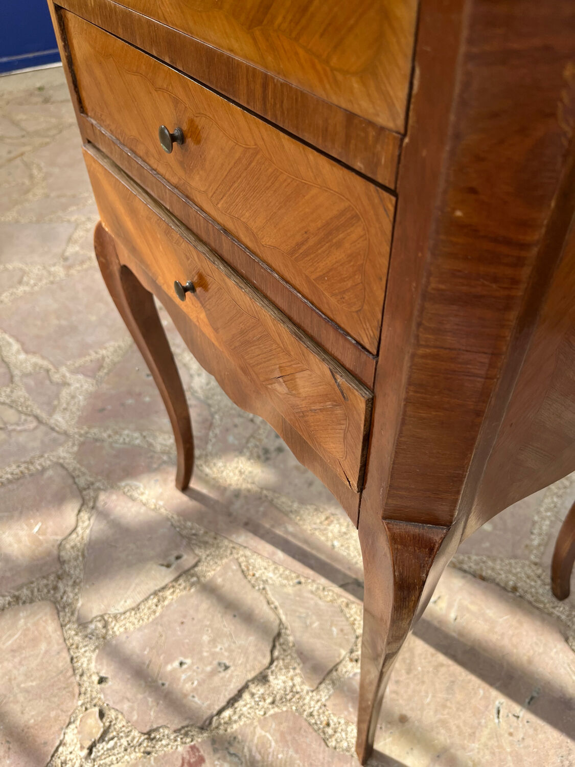 Old wooden bedside table