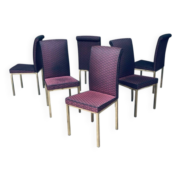 Hollywood Regency Style Design Dining Chair, 1970s, Belgium, Set of 6