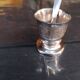 Antique Baptismal Cup + Silver-Plated Spoon - Bird Decoration -