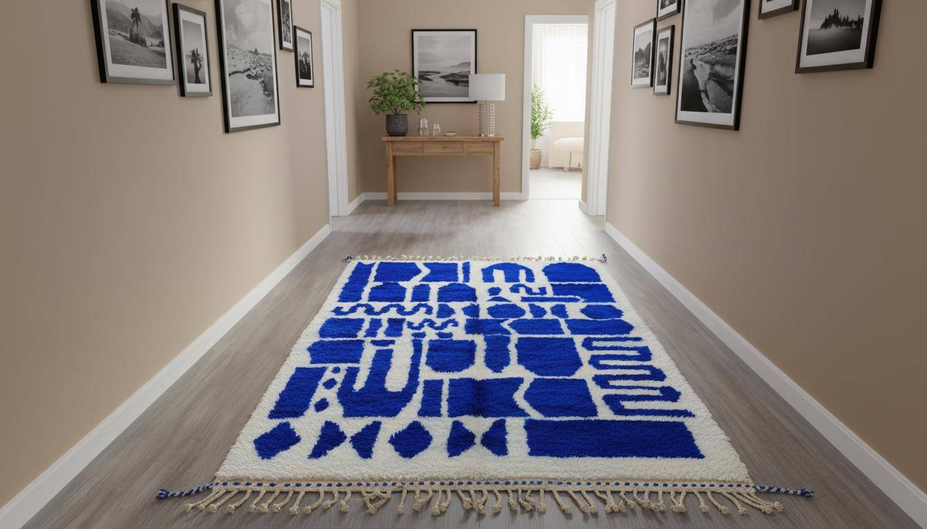 Handmade Berber rug, natural wool, 3x2 m.