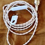 Suspension with vintage white opaline globe